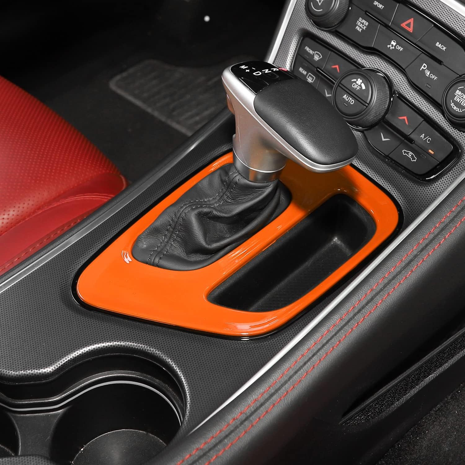 Voodonala for Challenger Gear Shift Panel Covers Decoration Trim Accessories for Dodge Challenger 2015-2022(Orange)