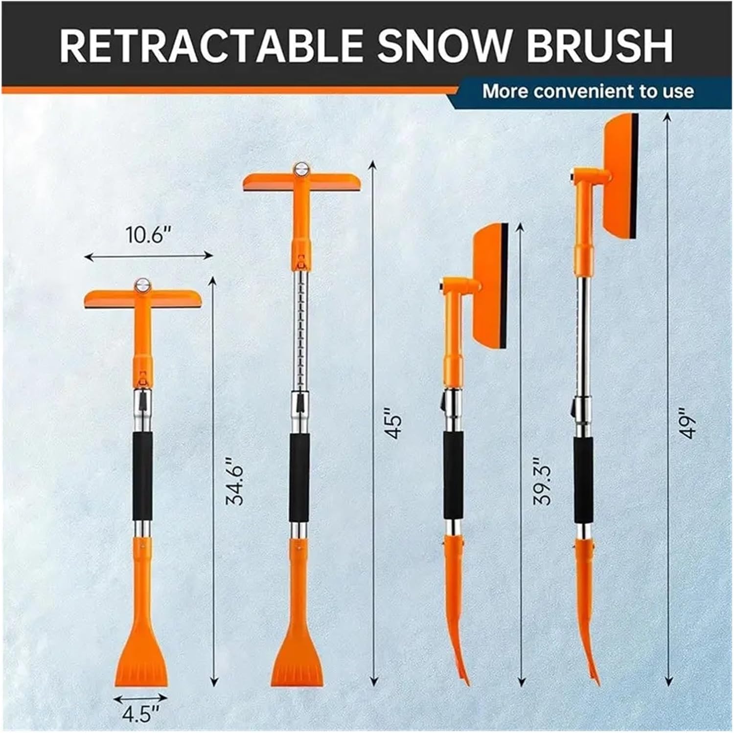 for Car Windshield Snow Brush& Ice Scraper, Extendable Design with Pivoting Head- 49.2In Length for Auto Truck SUV