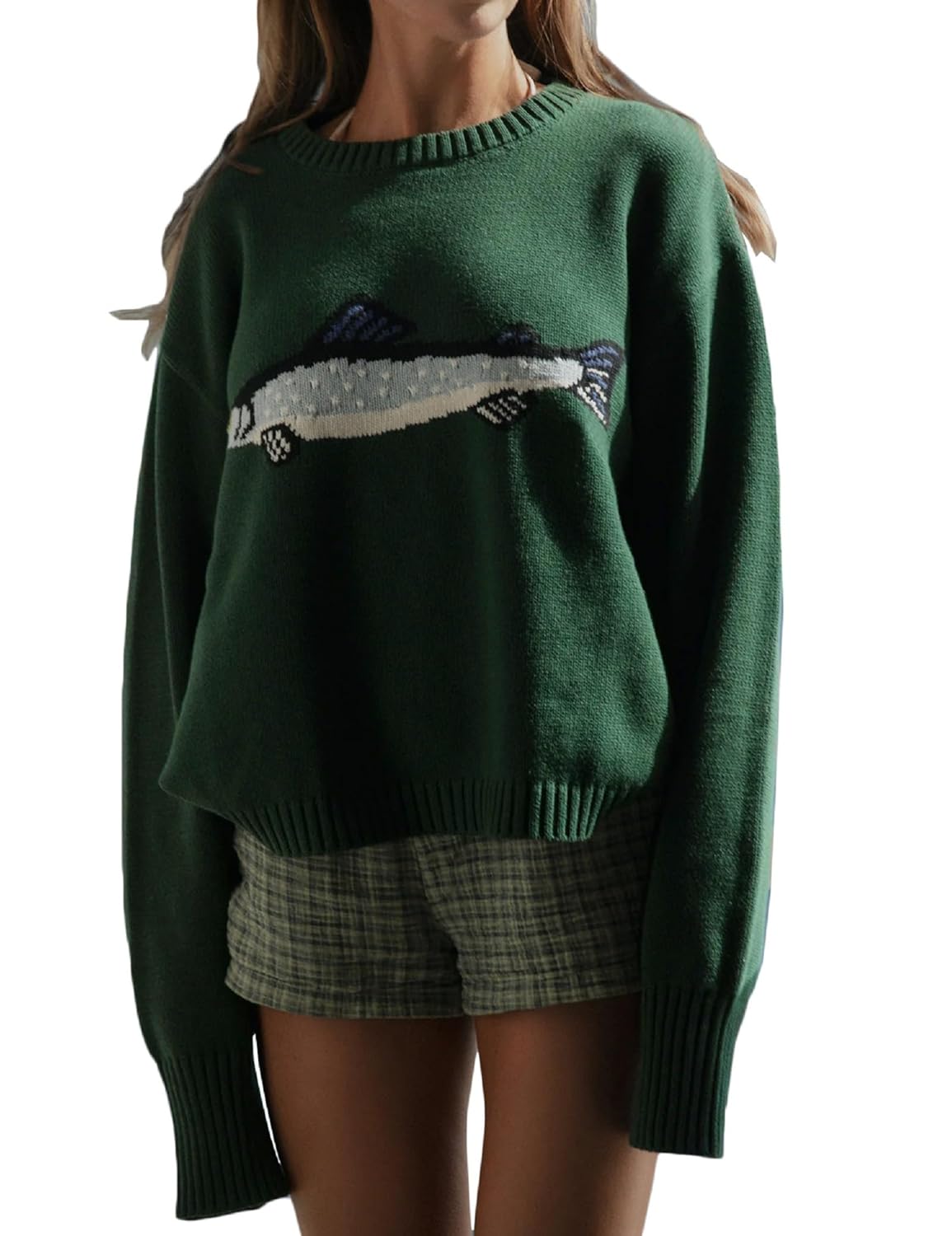 Women Y2k Graphic Sweater Top Long Sleeve Crewneck Cute Jumper Vintage Aesthetic Oversized Knit Pullover