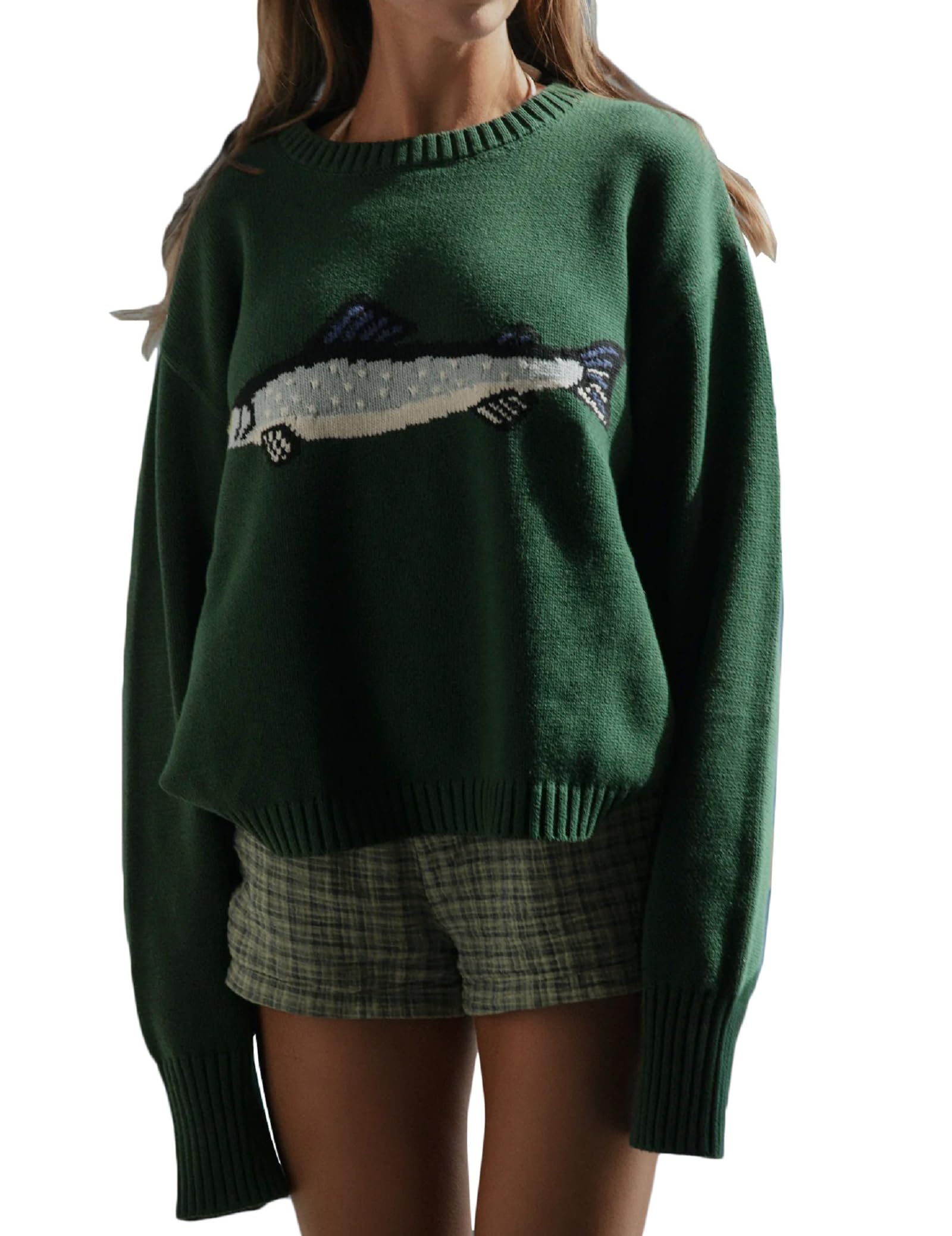 Women Y2k Graphic Sweater Top Long Sleeve Crewneck Cute Jumper Vintage Aesthetic Oversized Knit Pullover