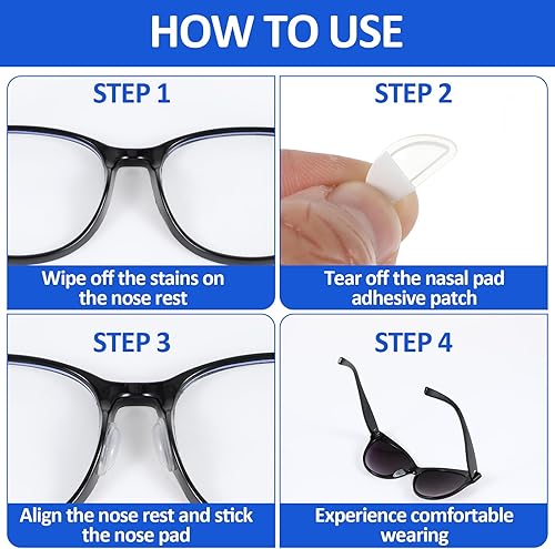 Miniatura 6 de 20 pares de protectores de nariz para lentes, almohadillas de nariz transparentes para lentes, almohadillas de nariz de silicona para gafas,