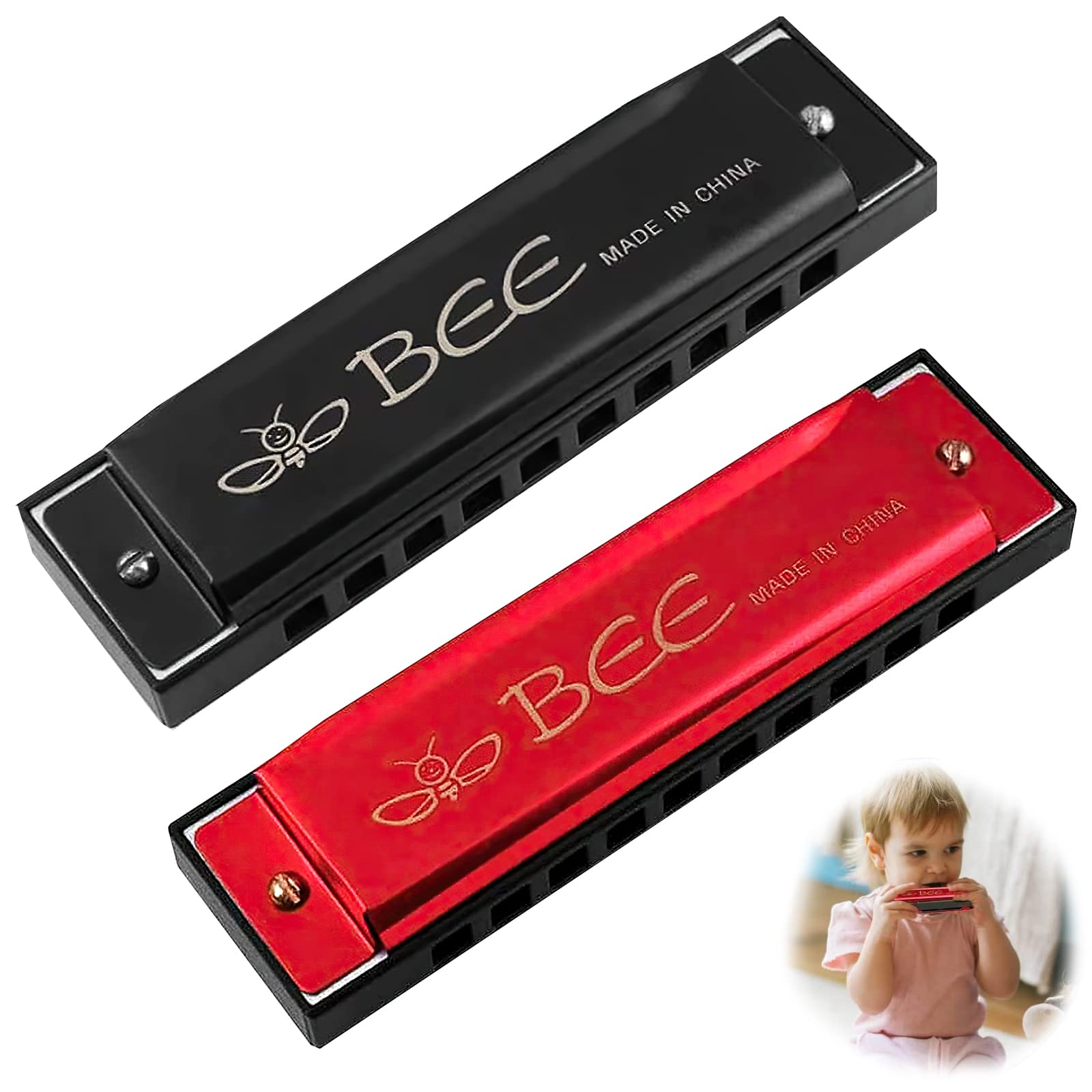 Blues Harmonica Key of C 10 Hole Diatonic Harmonica in The Key of C Harmonica Kids Harmonica for Beginners Harp Mouth Organ Diatonic Harmonica Harmonica for Adults Beginners Professionals Gift 2pcs
