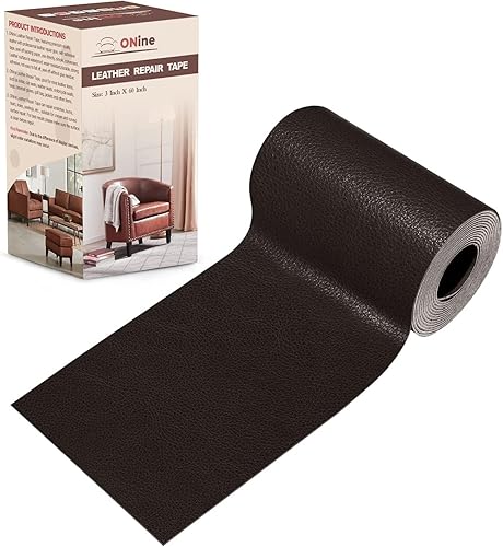 ONine Parche de Reparación de Cuero, Cinta de Reparación de Cuero, Parche de Reparación de Cuero de 3 x 60 Pulgadas para Muebles, Kit de Reparación
