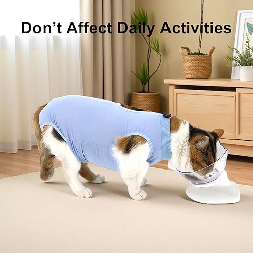 Miniatura 6 de Traje de recuperación para gatos, ropa de recuperación quirúrgica para heridas abdominales o enfermedades de la piel, mameluco de gatos después de