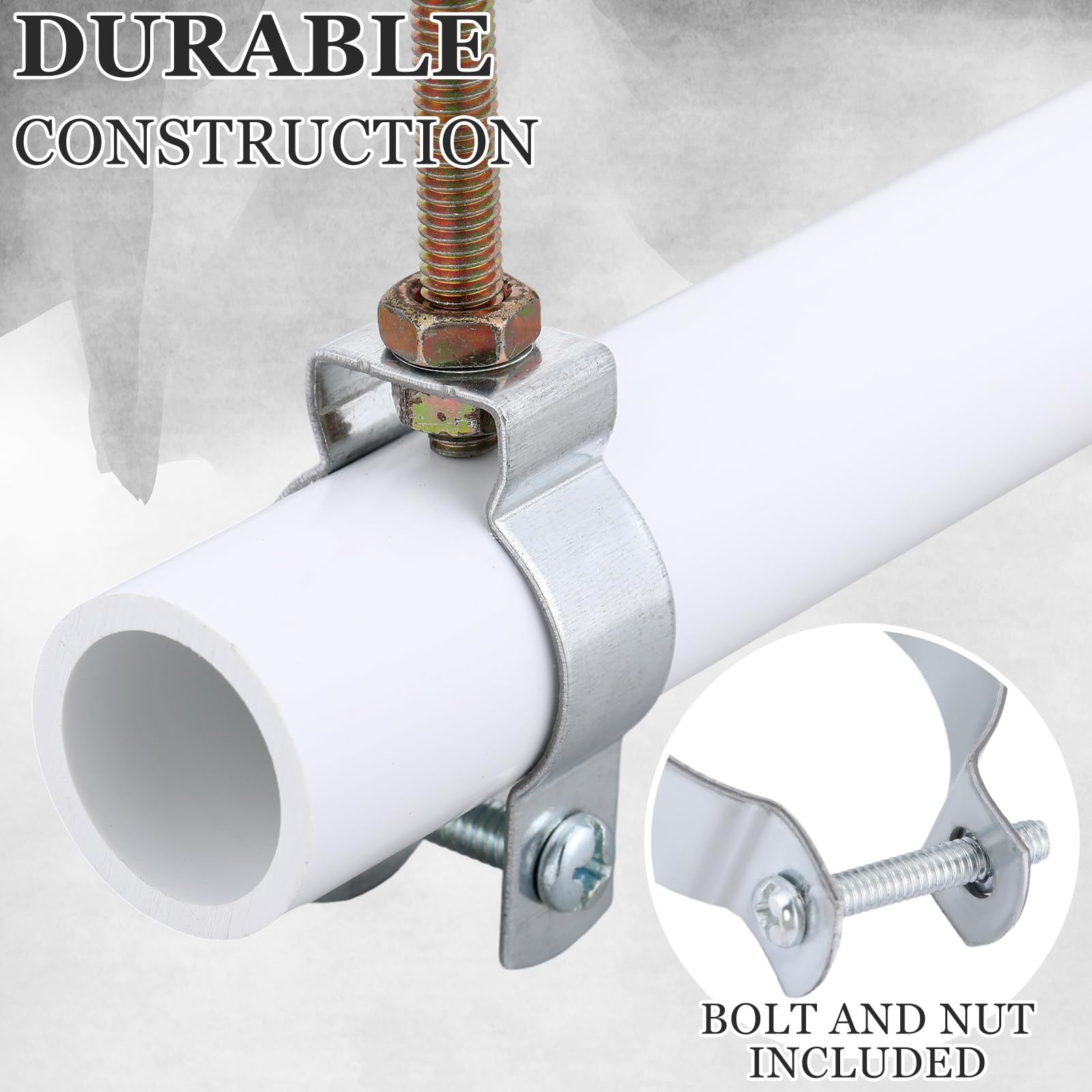 Yaocom 25 perchas de conducto EMT de acero chapado en zinc con perno, ideal para montaje de conductos rígidos y EMT en superficies, soportes aislados o varillas roscadas, equipado con tuerca y perno