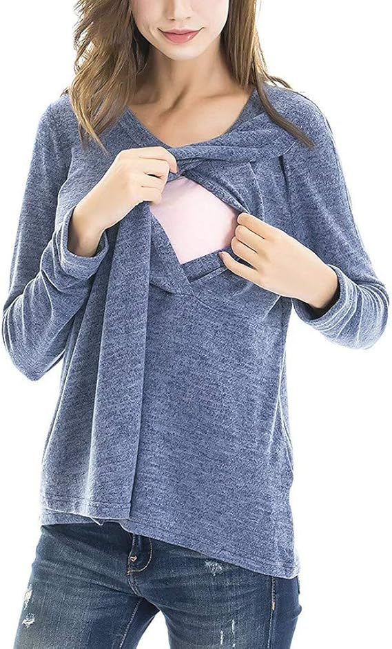 Women's Maternity Tops Ladies Long Sleeves Pregnancy Wrap Sweatershirt
