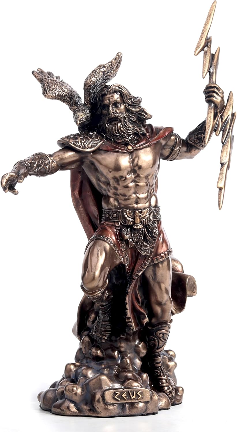 Veronese Design 7 1/2 Inches Zeus The Greek God of The Sky Cold Cast Resin Bronze Finish Sculpture Figurine