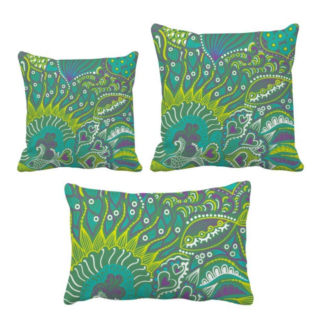 Coussin poisson vert abstrait housse decorative pour un canape chaleureux