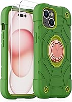 Vista 46 de KCJ Funda para iPhone SE 2022/2020, iPhone 8/7/6/6S, con [2×Protectores de Pantalla][Soporte de Anillo] Silicona Suave+PC Duro Protección Completa