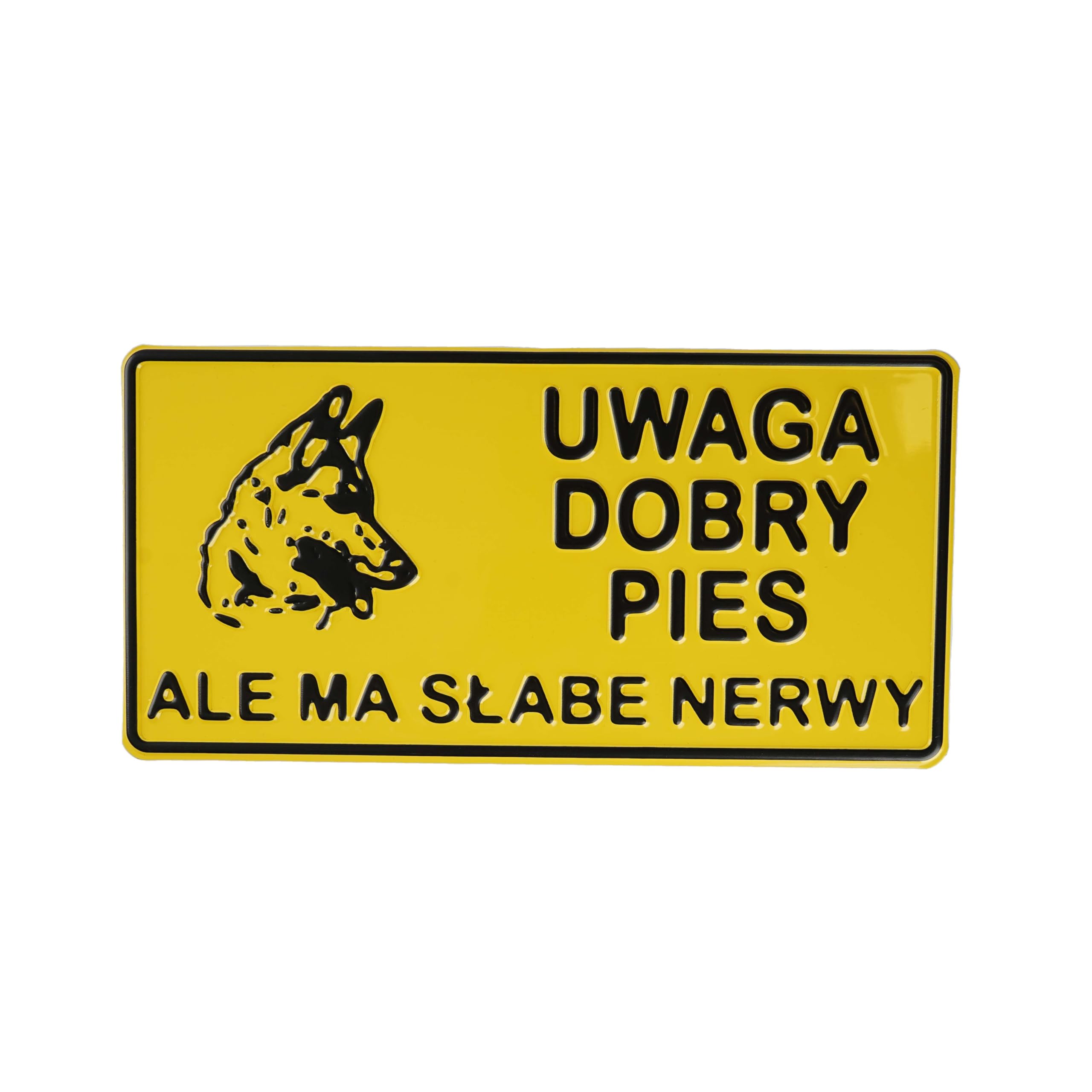 Tabliczka Aluminiowa UWAGA DOBRY PIES ALE MA SŁABE NERWY Tablica 14 X 29 Cm, Odporna Na Warunki Atmosferyczne, Tablica Informacyjna do Powieszenia Na Ogrodzeniu, Bramie