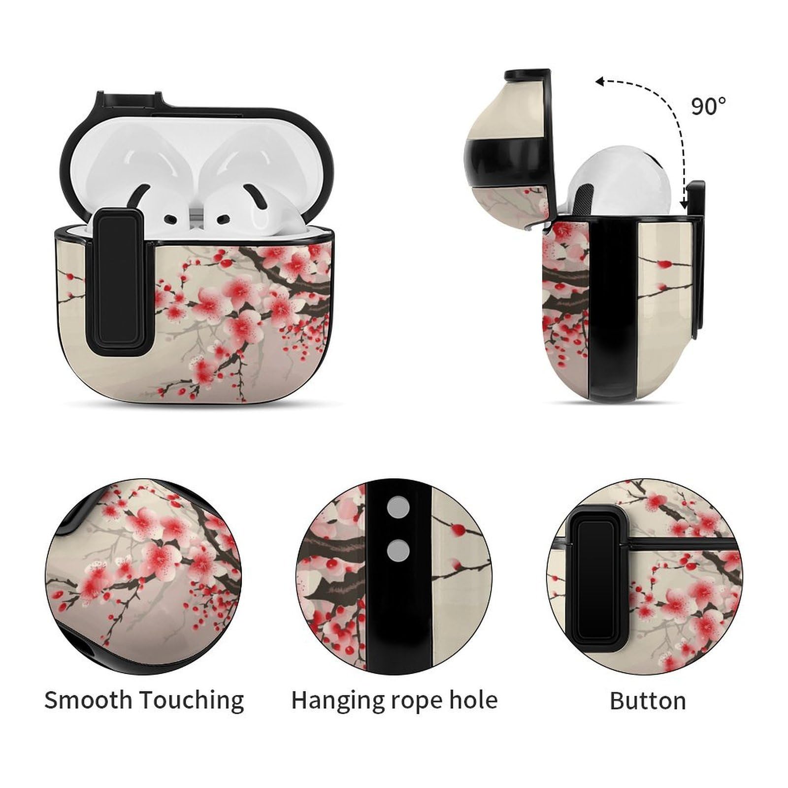 Amazon.com: Case for Apple Airpods 4 Japanese Floral Cherry
