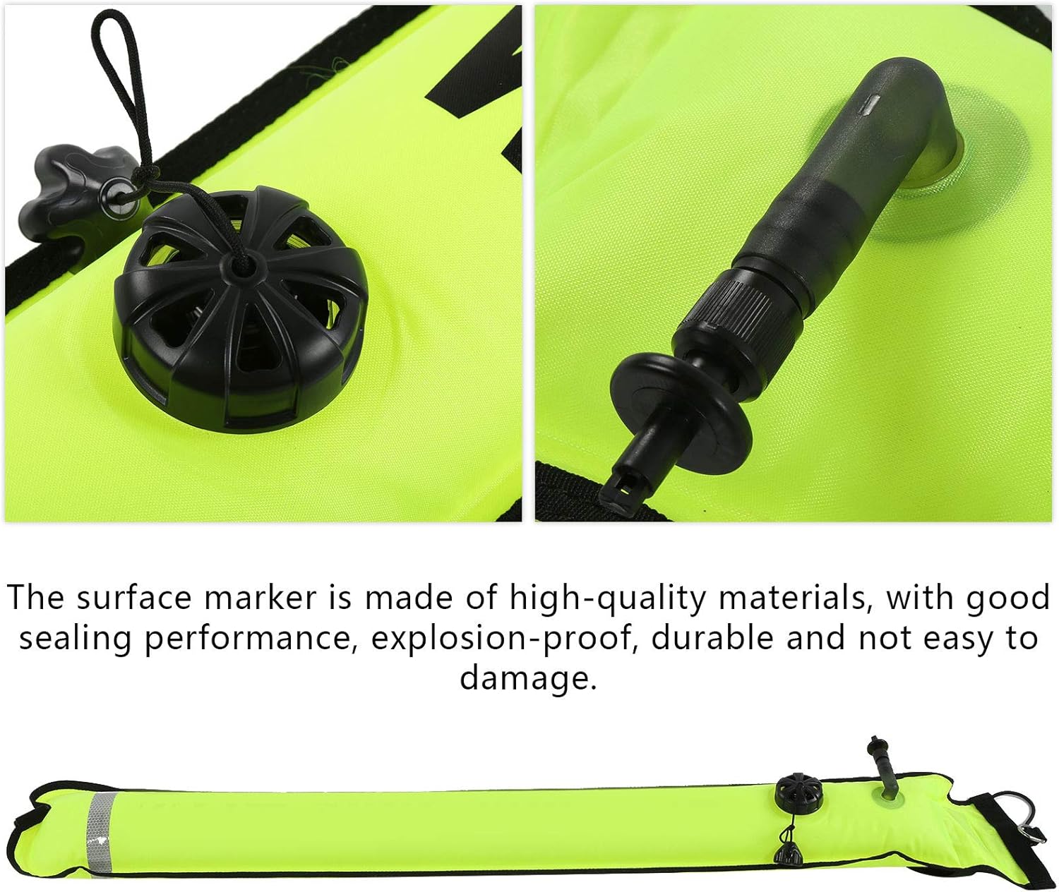 plplaaoo Diving Surface Marker Buoy Inflatable Safety Gear for Scuba Diving Snorkeling with Quick Storage Bright Colors 120x18cm TPU Material