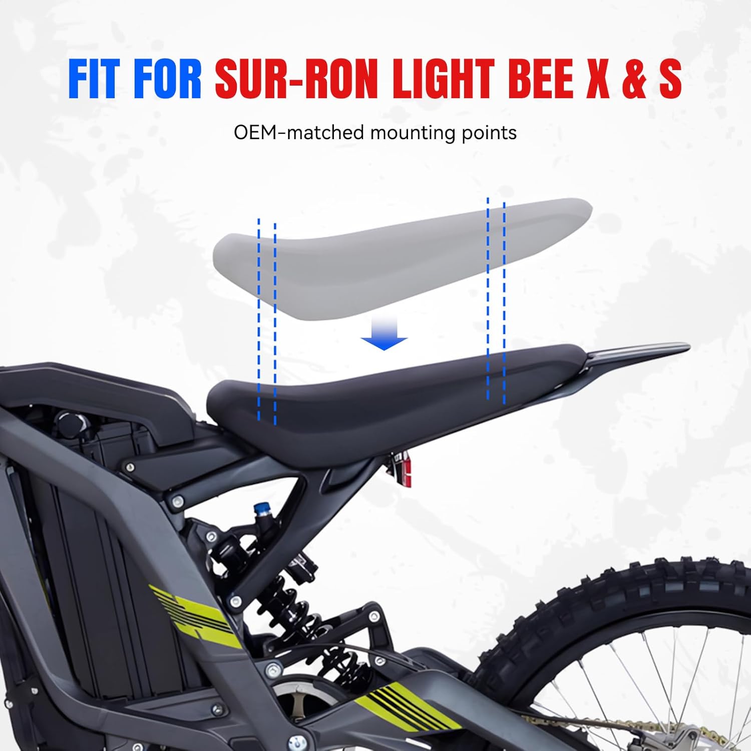 LKV Surron Seat Replacement for Sur Ron Light Bee S/X, Upgraded Thick & Wide Comfort Surron Seat, High-Density Foam Waterproof Dirt Bike Seat, Bolt-On Design