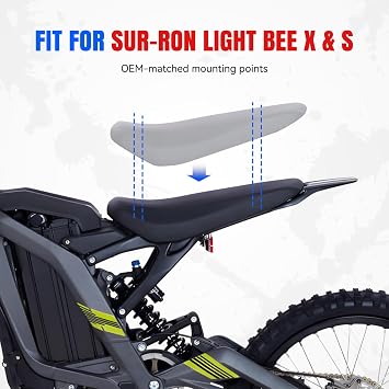 Surron Light Bee X & S対応のLKVシート。厚さ6cmのフォーム付き防水PUダートバイクシート、直接ボルトオン交換。