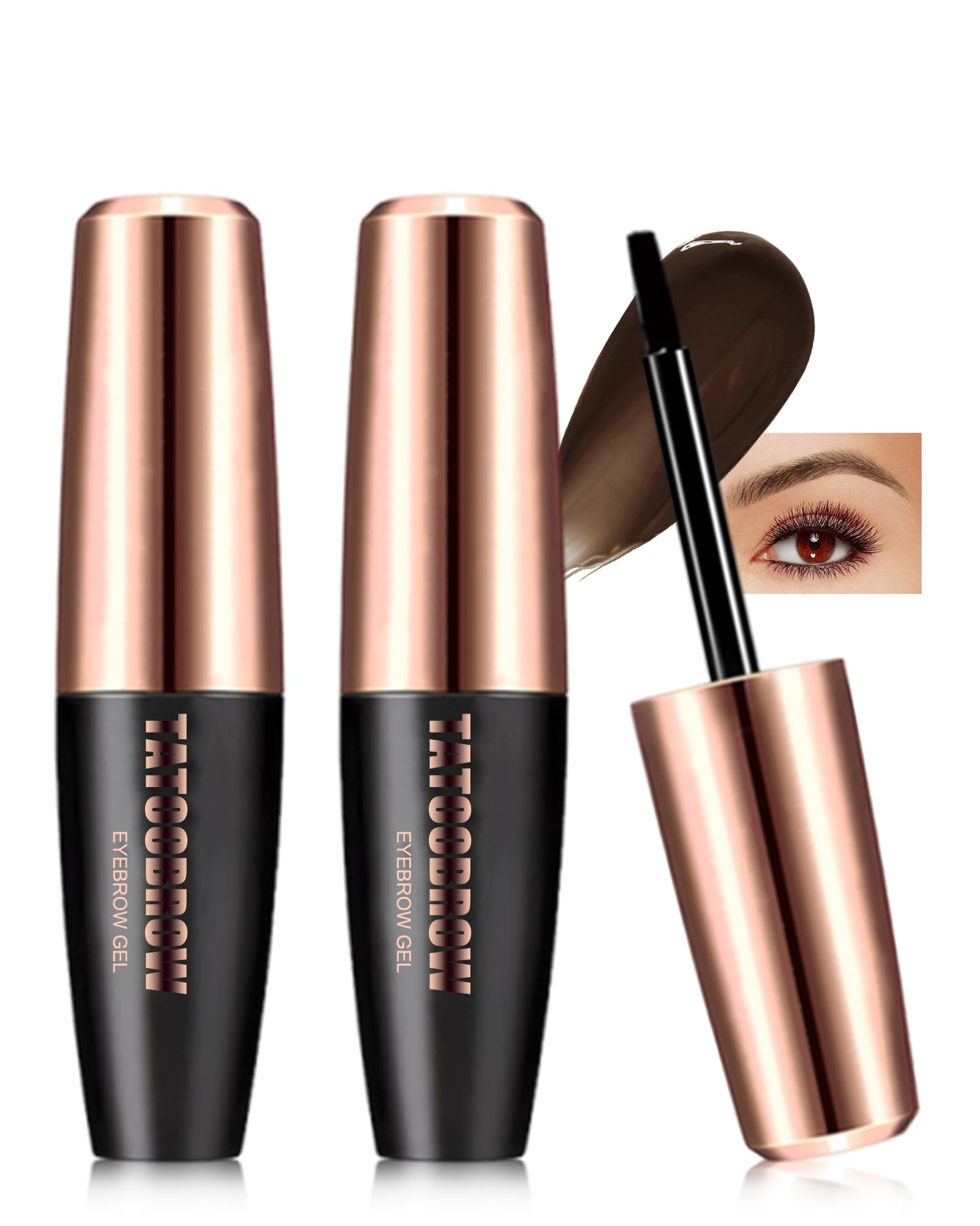 Eyebrow Tattoo Peel Off Gel Tint- 2Pcs Light Brown Tinted Eyebrow Tattoo Gel, Waterproof Transfer-proof Brow Stain