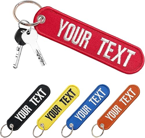 Personalized keychain, Custom Embroidery Your text on the keychain, Double Sided Motorcycles Car Key Tags For Men Scooters