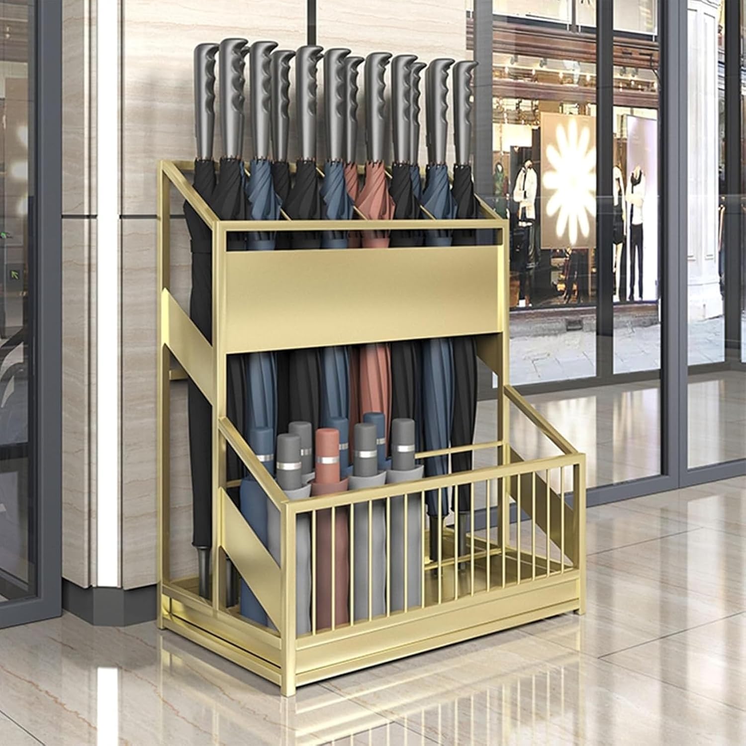 Large Capacity Commercial Metal Umbrella Holder，School Office Hotel Corridor Entrance Umbrella Organizer，Large-capacity Standing Umbrella Standumbrella Stand Indoor Entryway，Metal Umbrella Holder