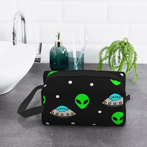 Miniatura 5 de Bolsa de maquillaje de viaje Alien-Ufo-Green Organizador de artículos de tocador portátil de gran capacidad bolsa de almacenamiento bolsa de viaje,