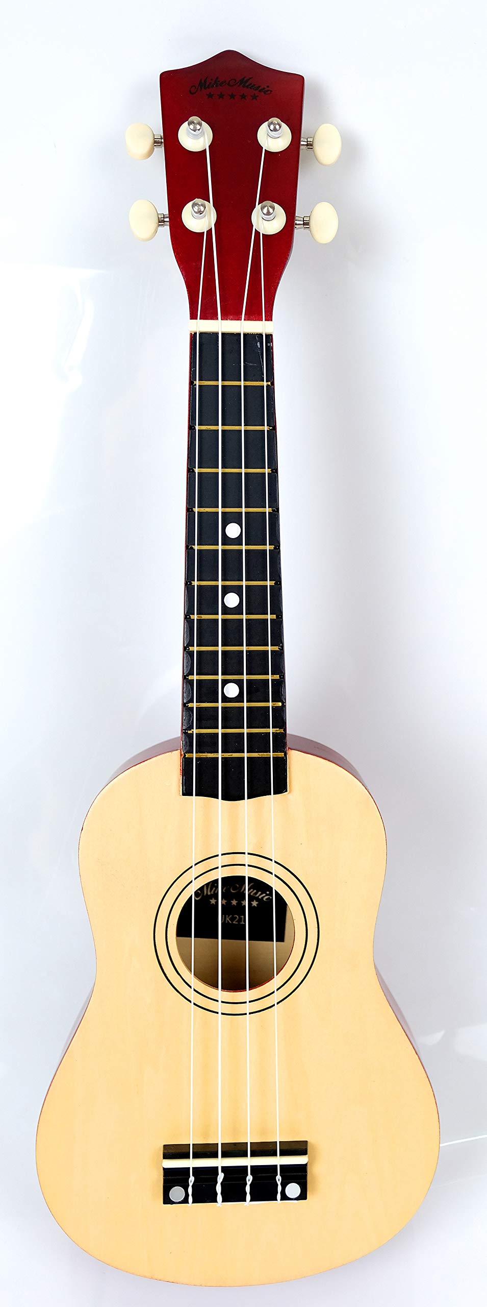 Mike Music21-Inch Soprano Ukulele Set for Beginners with Carrying Bag, Tuner, Strap, Picks, and Extra Strings - Beige