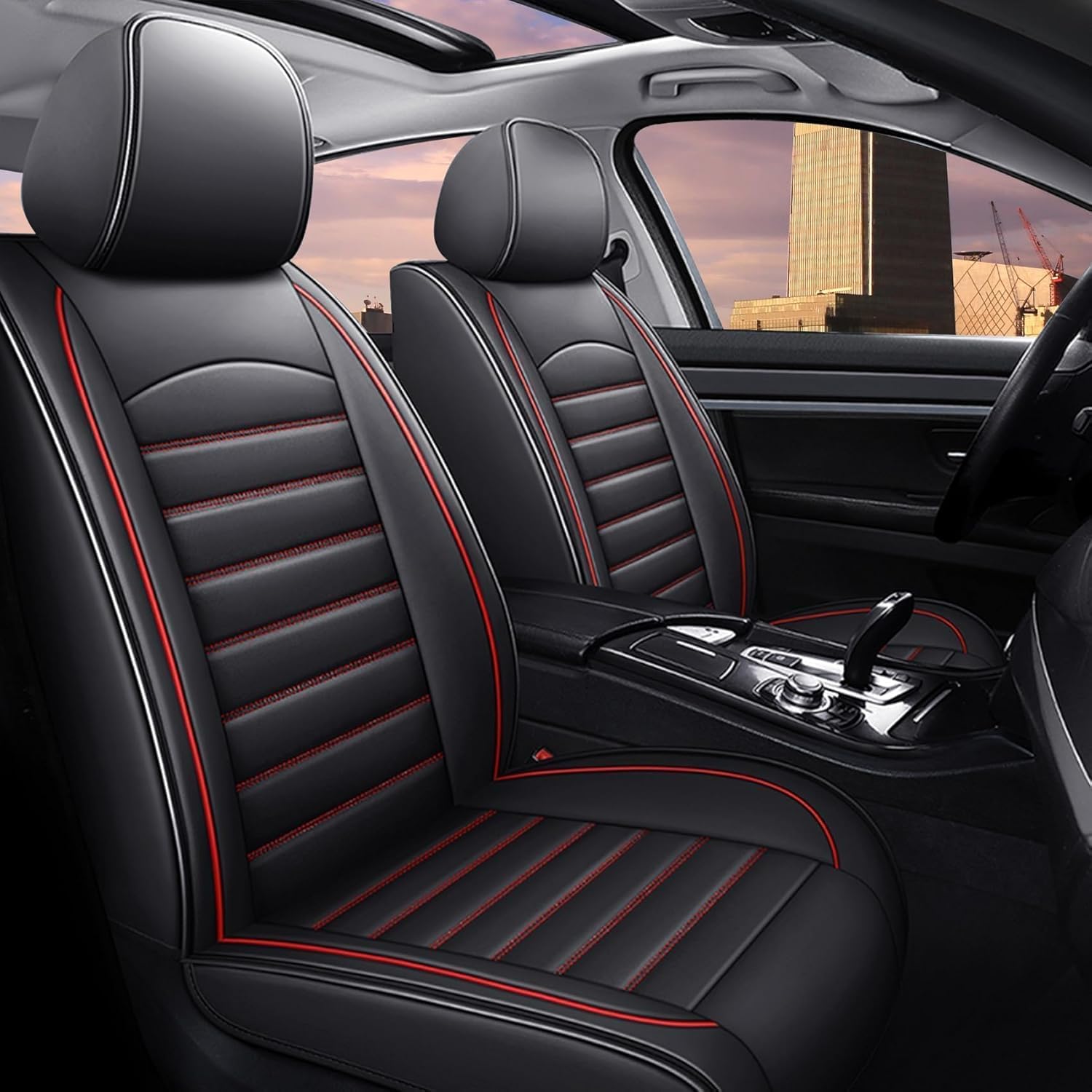 YUNWDFCA Leather Car Seat Cover Full Set for Citroen C3/C3 Aircross/C3 Picasso/C4 Coupe/C4 Pallas/C4,Waterproof Car Seat And Comfortable Breathable