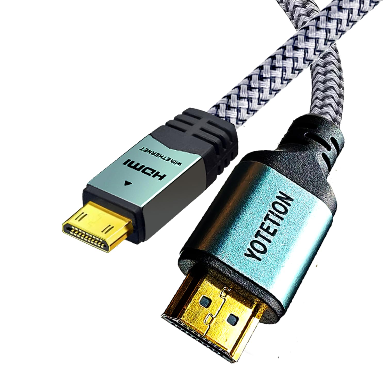 Cable mini HDMI a HDMI de 50 pies, (4K 60Hz) HDMI de alta velocidad a Mini HDMI macho bidireccional 2.0 cable para HDTV, tableta, cámara y videocámara (carcasa de aluminio, malla trenzada)