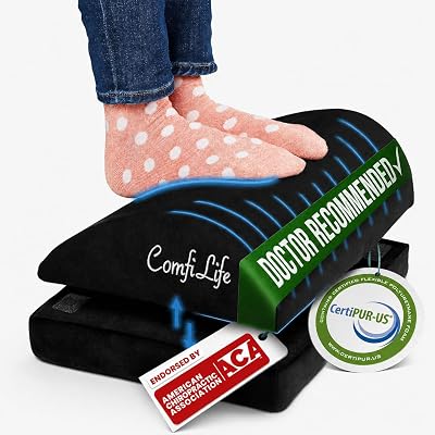 ComfiLife Foot Rest for Under Desk at Work – Adjustable Desk FootRest for Office Chair, Gaming Accessories – Ergonomic Teardrop Design for Back, Hip & Leg Pain Relief – 100% Memory Foam (Black)