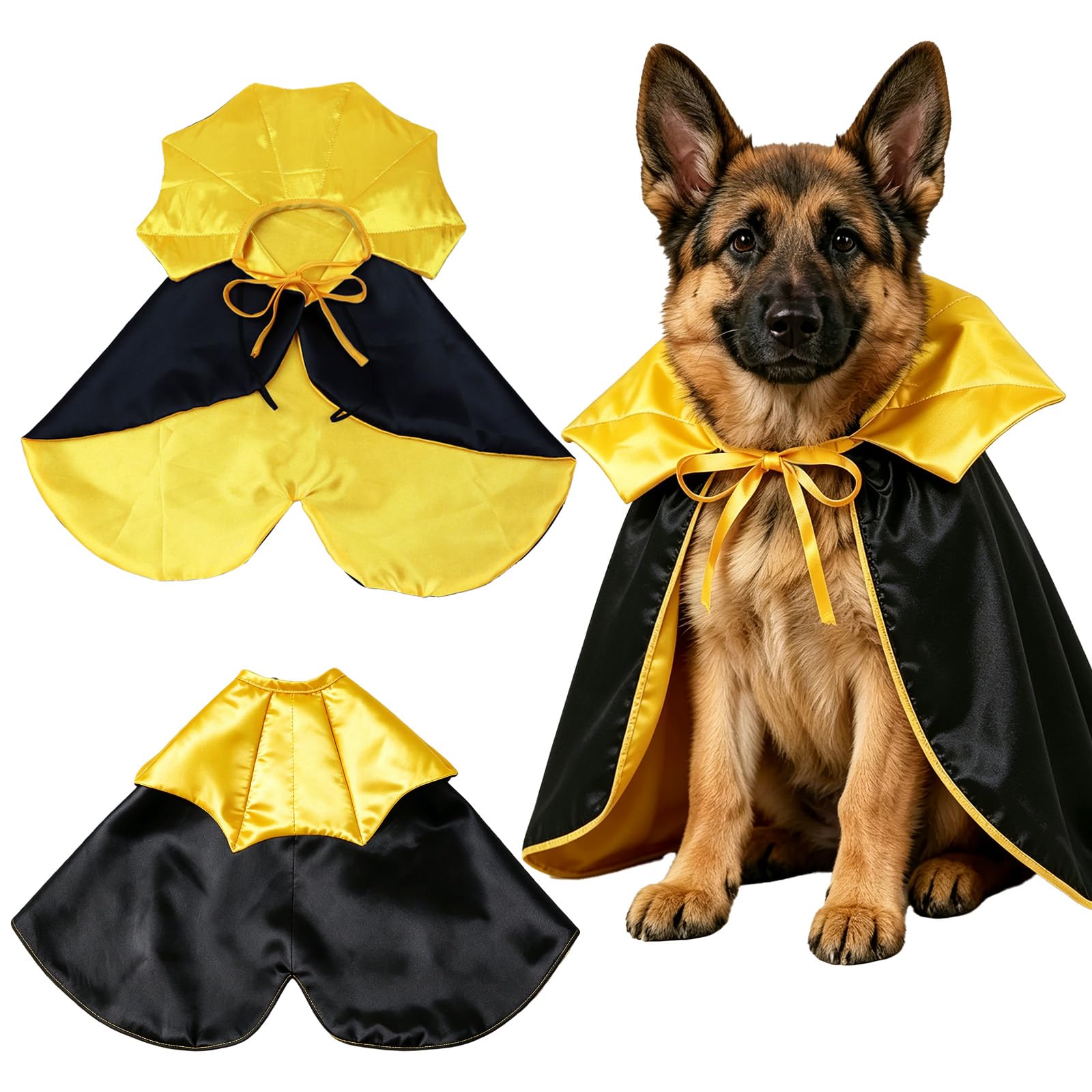 sitengjun Halloween Pet Vampire Cape,Pet Vampire Cape（Yellow and Black）