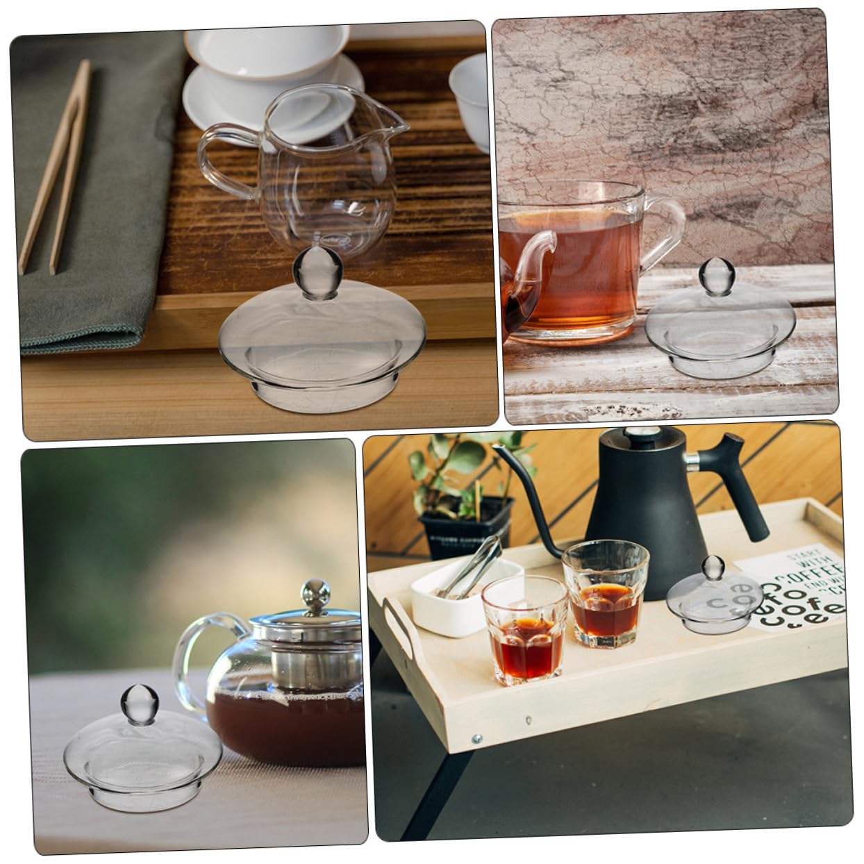 Filtro de Té para Tetera de Vidrio Desmontable, 4 Piezas