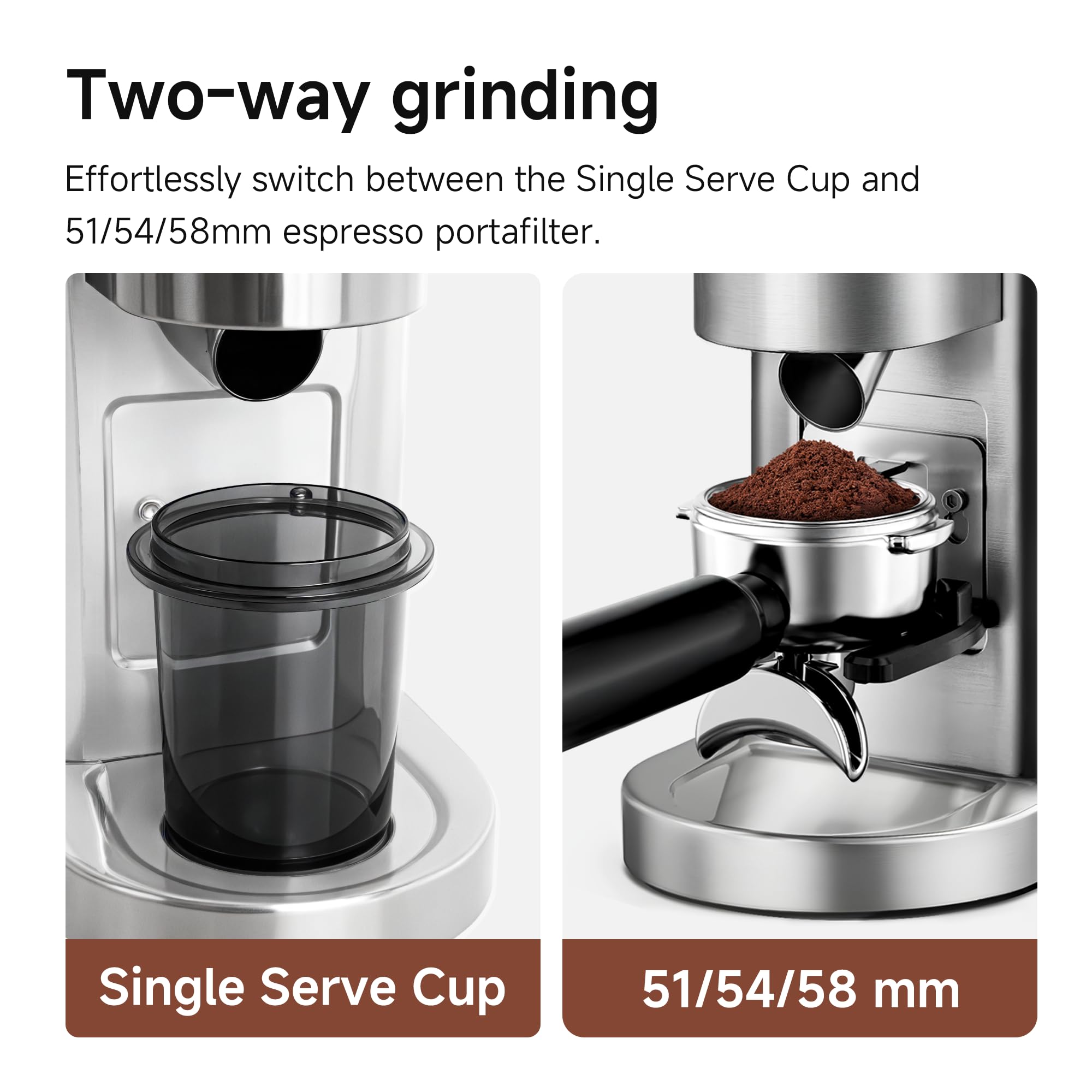 HIBREW G7 - Macinino per caffè espresso con fresa conica, misurino magnetico, alloggiamento in metallo, 48 livelli di macinazione - per caffè espresso e caffè a goccia