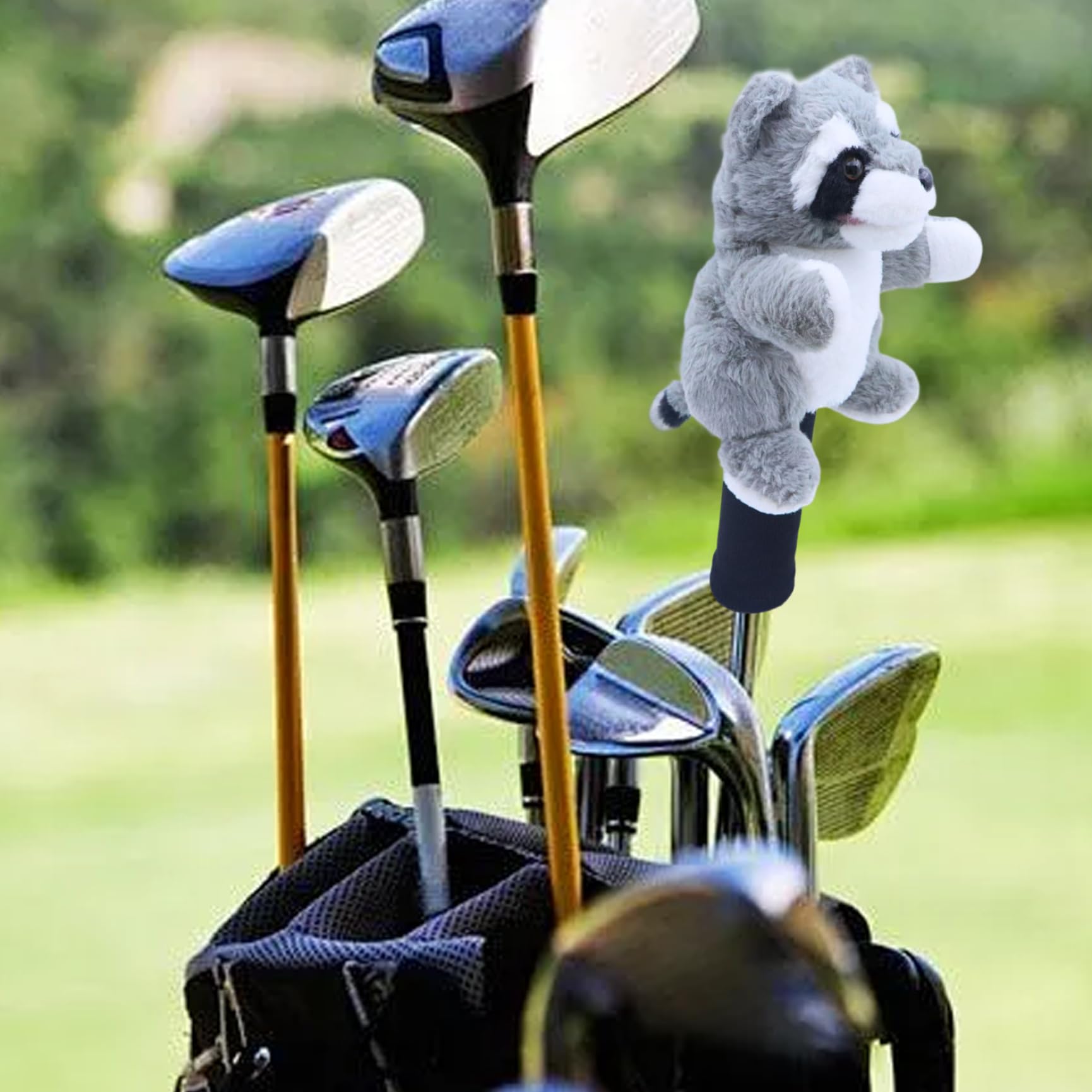 Divertenti coprimazze da golf, graziosi coprimazze da golf in peluche a forma di procione, da morbidi per uomo e donna