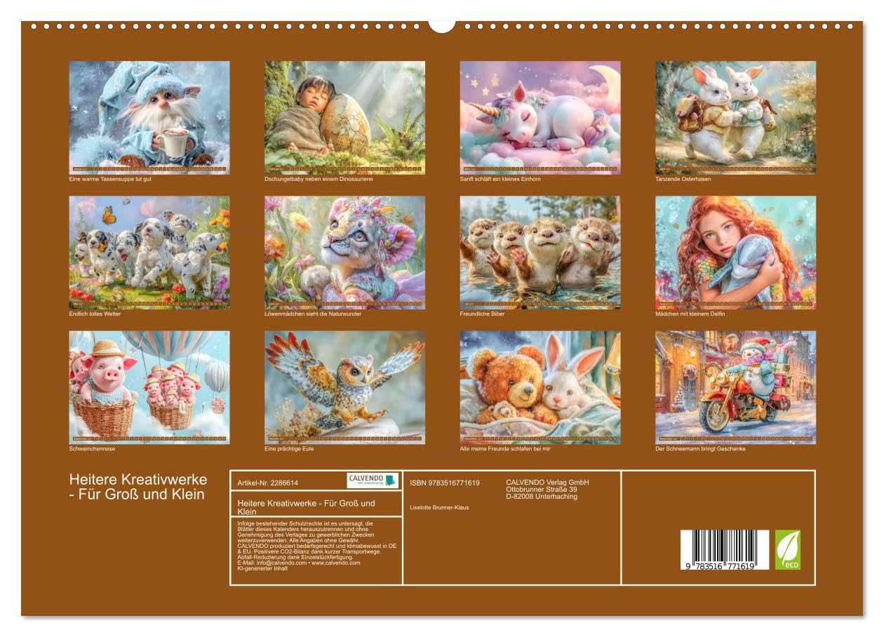 Heitere Kreativwerke - Für Groß und Klein (hochwertiger Premium Wandkalender 2027 DIN A2 quer), Kunstdruck in Hochglanz: Atmosphärische heitere Werke (CALVENDO Spass)