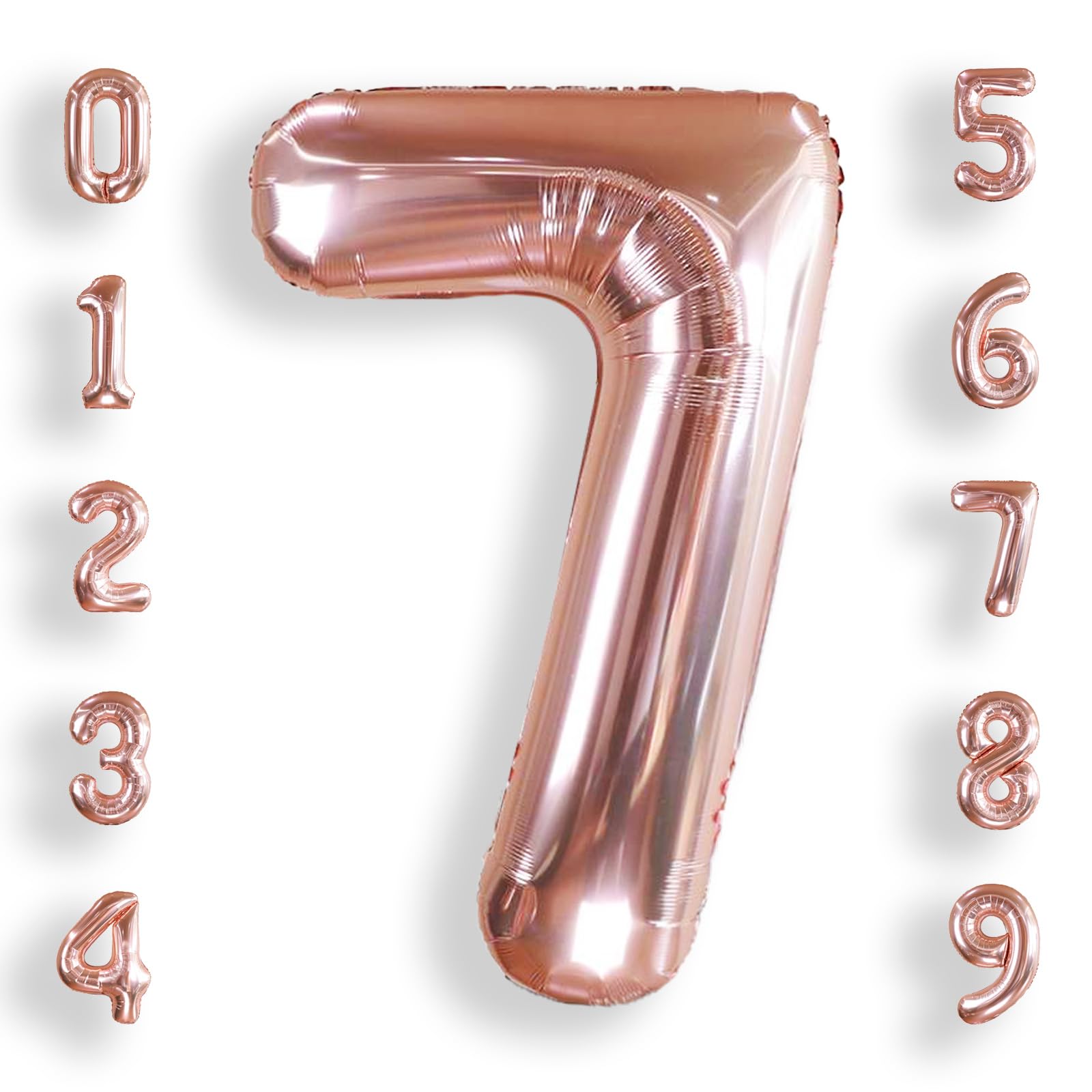 AULE 40 Inch Rose Gold 7 Balloon Number Foil 0-9 Birthday Big Numbers