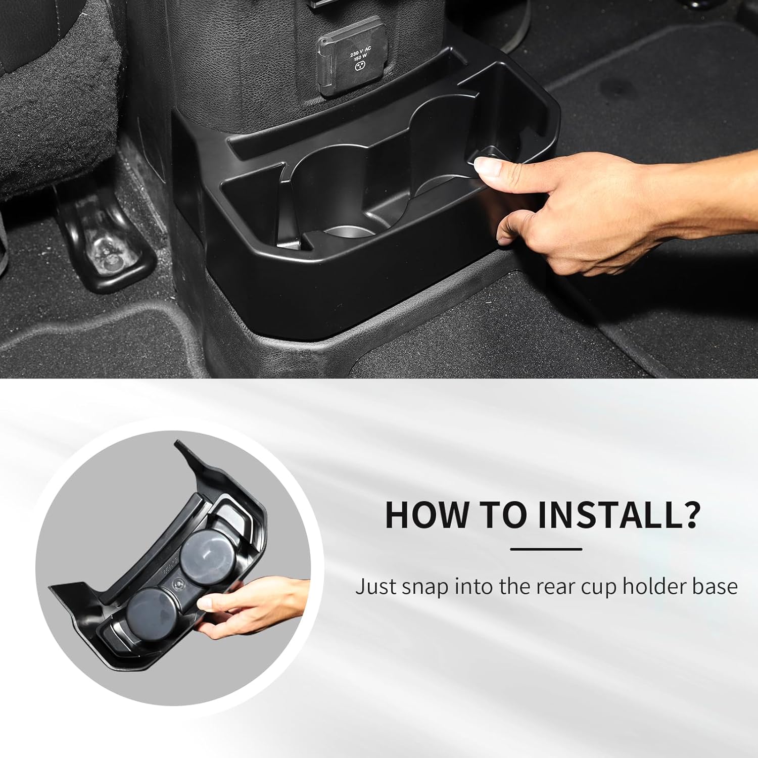 RAZPOY JL Rear Cup Holder, Backseat Drink Cup Holder Organizer Storage Tray Compatible with 2018-2023 Jeep Wrangler JL Accessories 4-Door