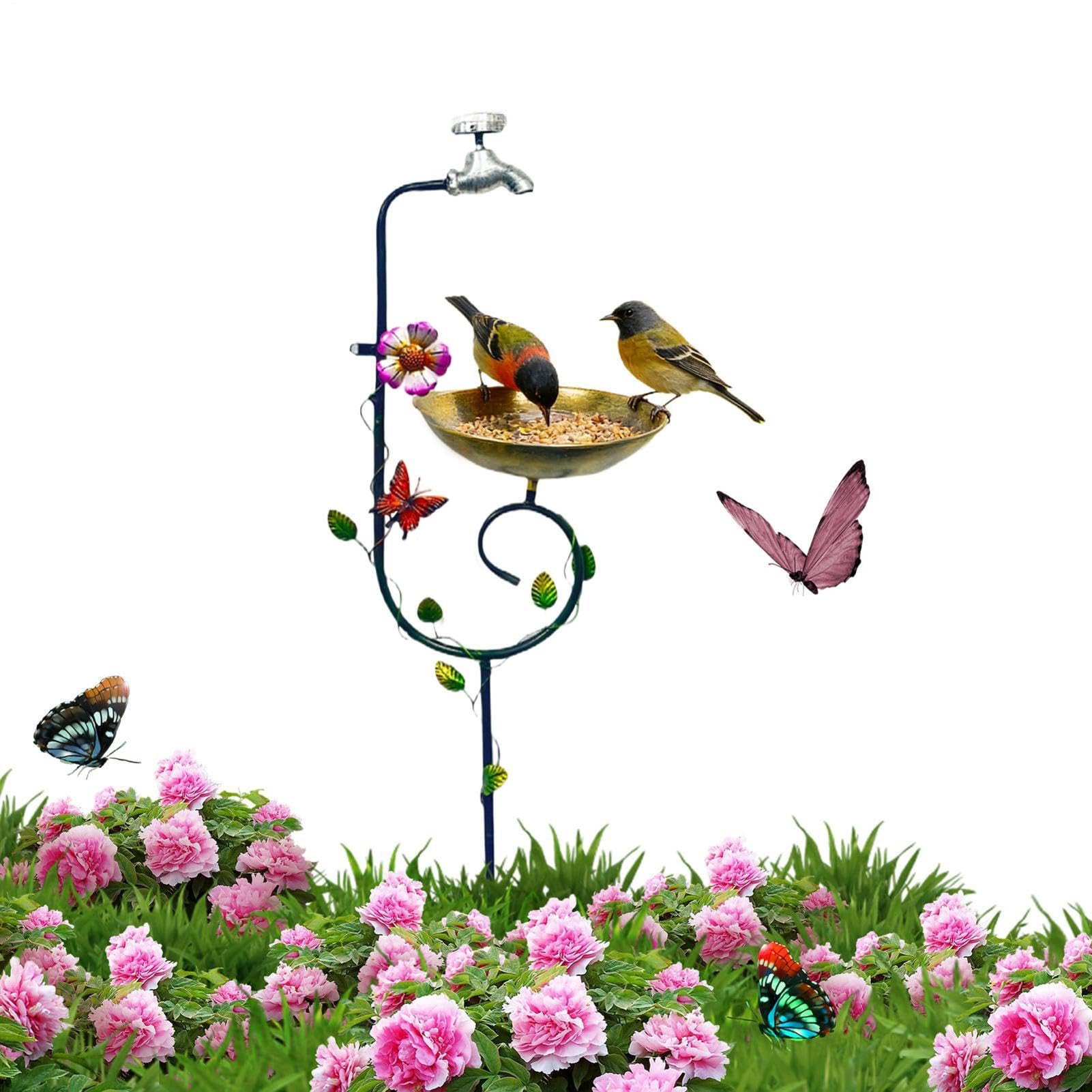 Abreuvoir pour oiseaux, plateau d'alimentation en forme de robinet et bain pour oiseaux, pour colibri, rouge-perruche, inséparable, abeilles et papillons - Jardin, Patio