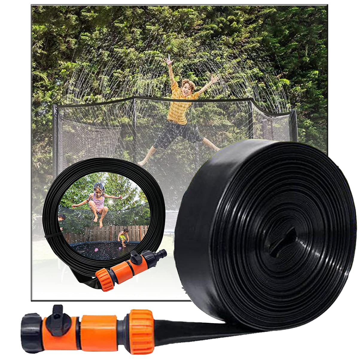 Wemaker Trampoline Sprinkler,Outdoor Trampoline Sprinkler for Kids Backyard Water Park Waterpark Games Yard Toys for Water Play, Games, and Summer Fun in Yards (39)