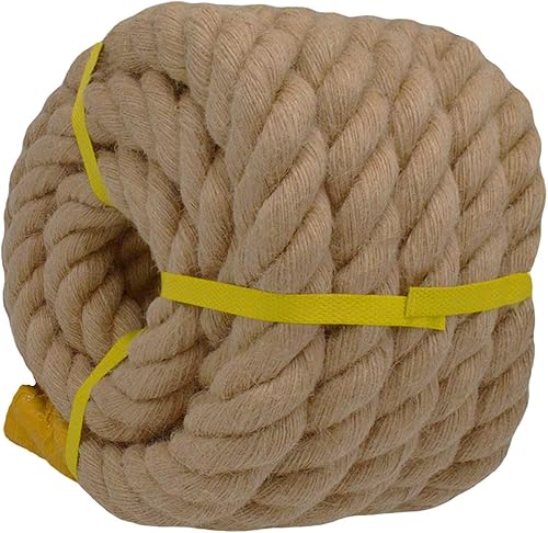 Miniatura 9 de Cuerda de manila trenzada (1.5 pulgadas x 85 pies) cuerda de cáñamo gruesa de yute natural para muelles, barandillas, escalada, decoración