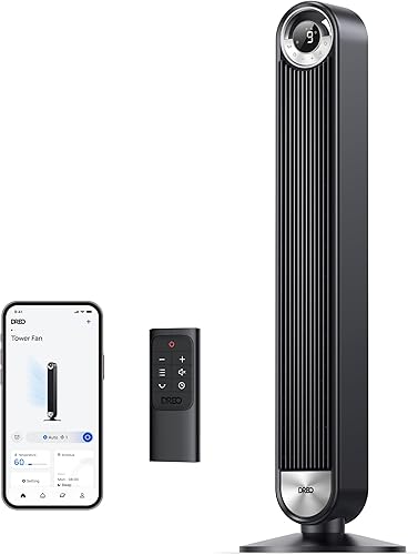 Dreo Ventiladores de torre inteligentes para el hogar, ventilador oscilante de 90 para dormitorio en interiores, piso de control de voz con