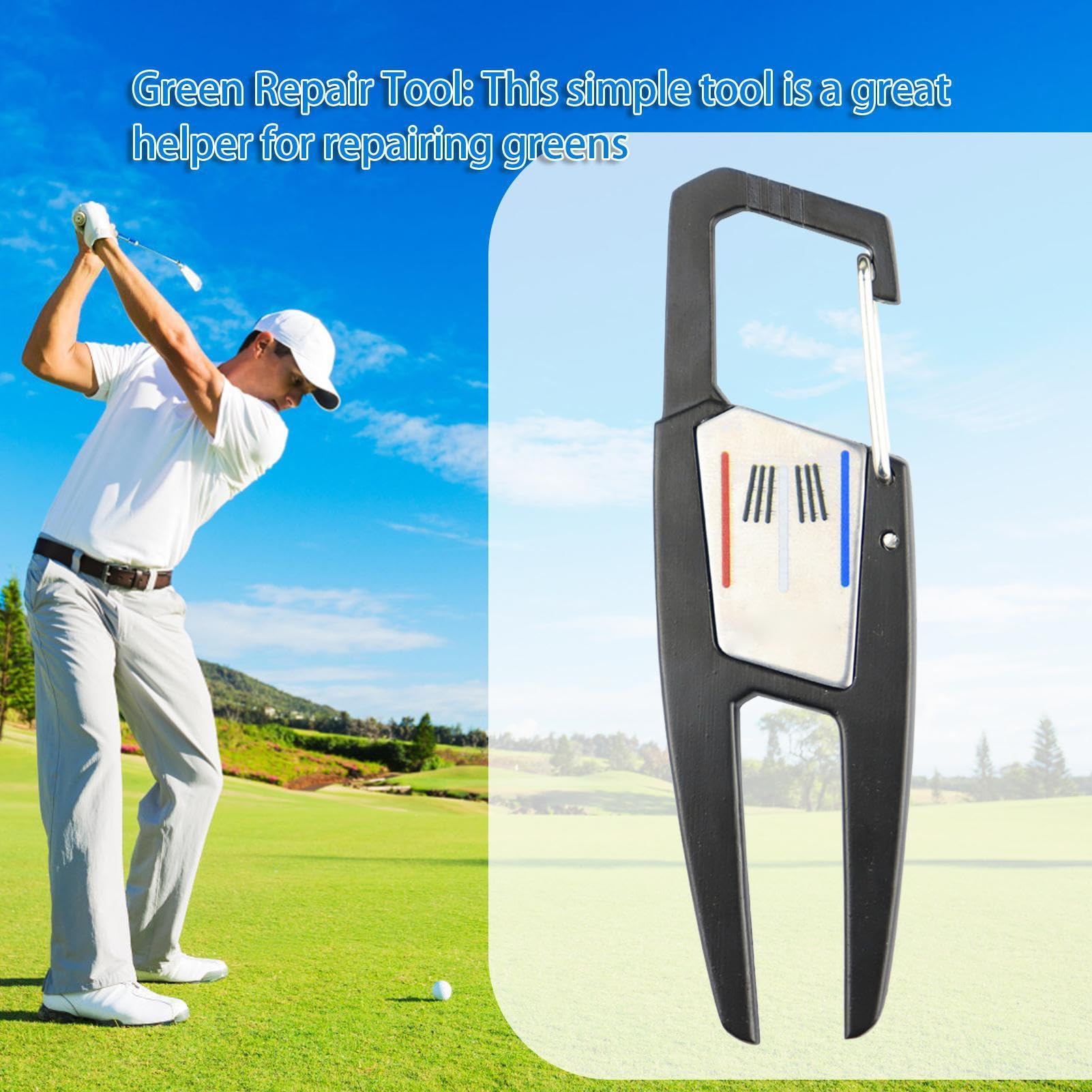 Metal Golf Divot Repair Tool – Green Pitchfork Grass Patch Marker