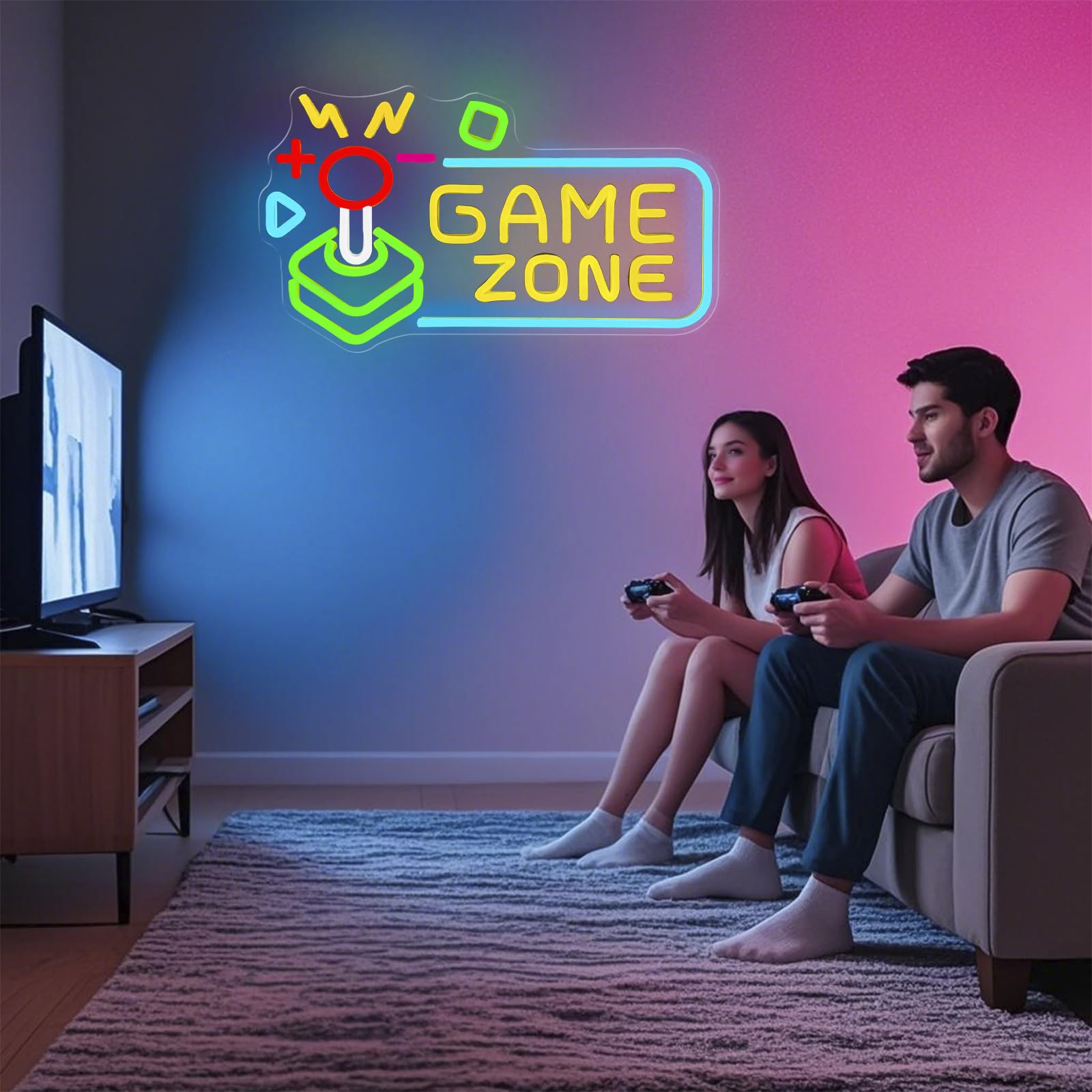 Letrero de neón de zona de juegos para decoración de habitación de jugadores, intensidad regulable, letrero de neón LED para juegos, dormitorio, hogar, fiesta, regalos para jugadores, niños