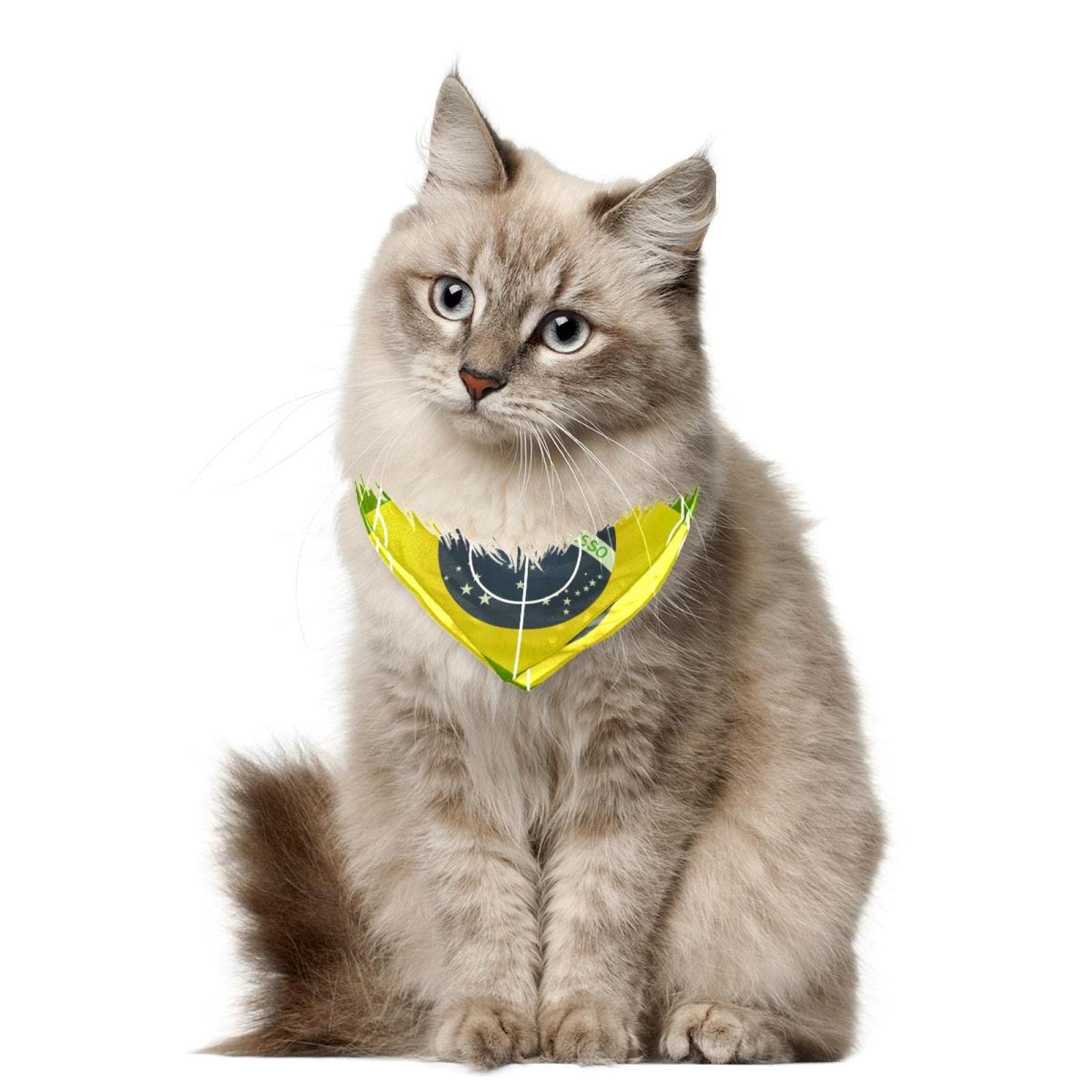 Hundehalstuch Brasilien Fußball-Design – Aus Chiffon, Dreieckig, Für Kleine Bis Große Hunde (2er Pack)