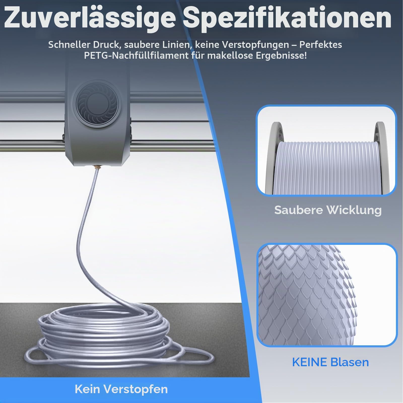 Creality PETG Filament Nachfüllfilament für 3D-Drucker,4kg 1,75 mm(8,8lb) Refilament für wiederverwendbare Spule von Bambu Lab,Maßgenauigkeit ± 0,03 mm, PETG Schwarz, Weiß, Grau, Transparent