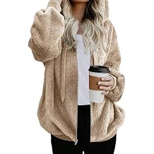 Nirovien Womens Sherpa Jacket Oversized Fleece Jackets Fuzzy Zip Up Hoodie