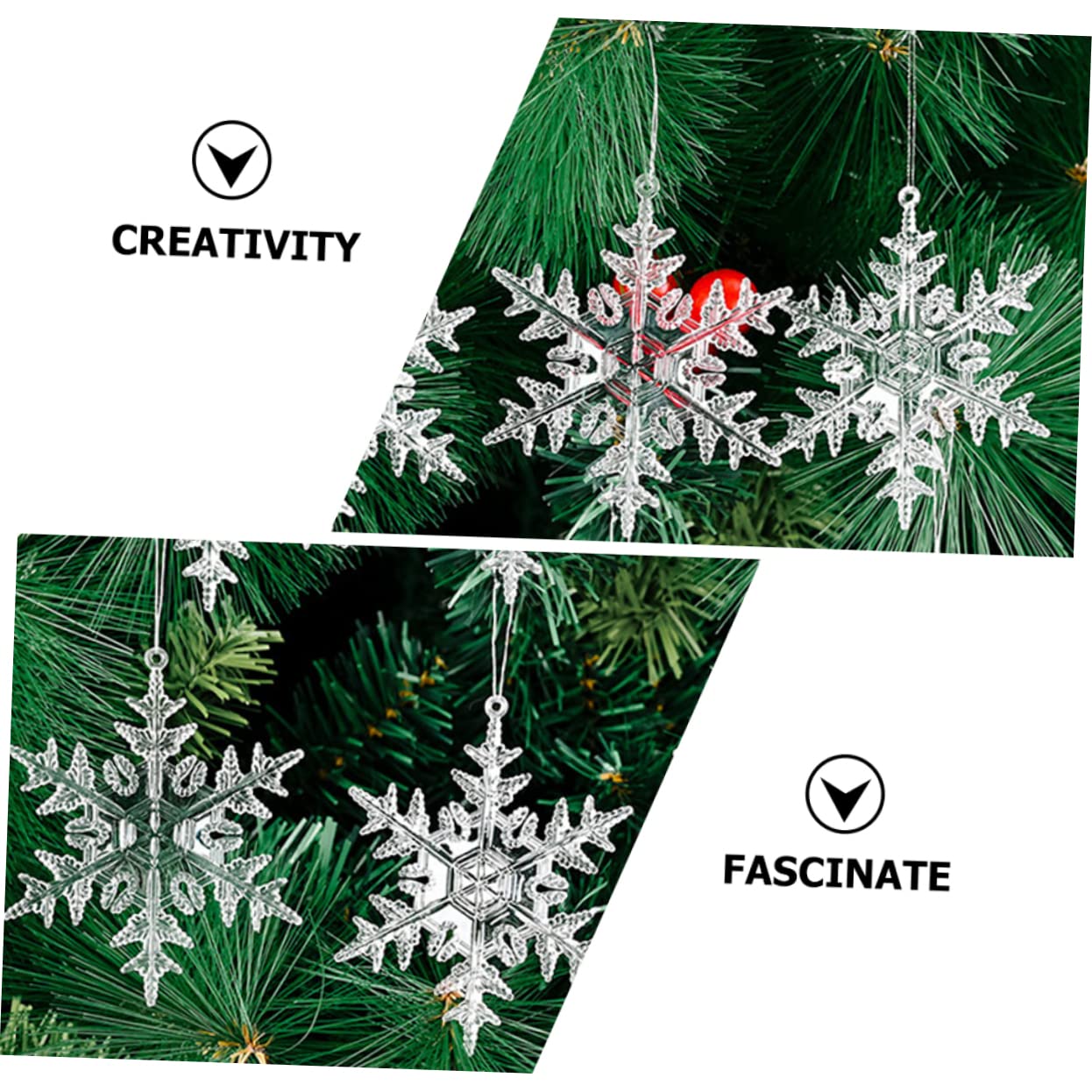 Cabilock 4 Set Di Decorazioni Uniche Per Lalbero Di Natale A Forma Di Fiocco Di Neve Ornamenti in Acrilico Appesi Per Lalbero Di Natale 12 Pezzi * 4
