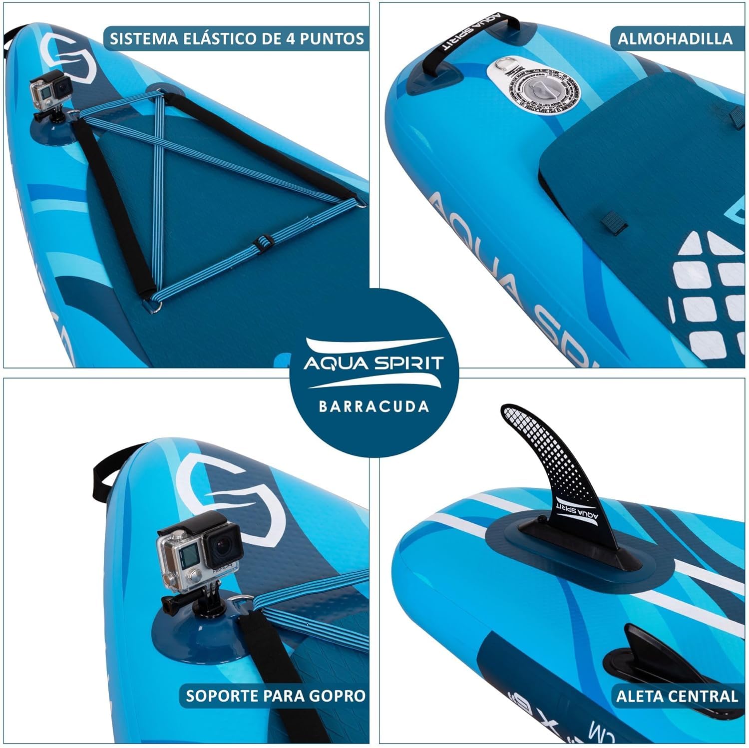 AQUA SPIRIT 320x79x15cm Sup Tabla Hinchable de Paddle Surf Kit de Conversión de Kayak con Pala Ajustable de Aluminio