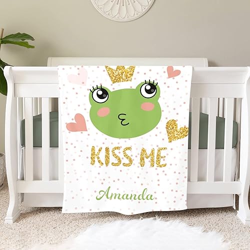 Miniatura 2 de Frog Crown - Manta de bebé personalizada para niños y niñas, manta suave para siesta de recién nacido, 30 x 40 pulgadas