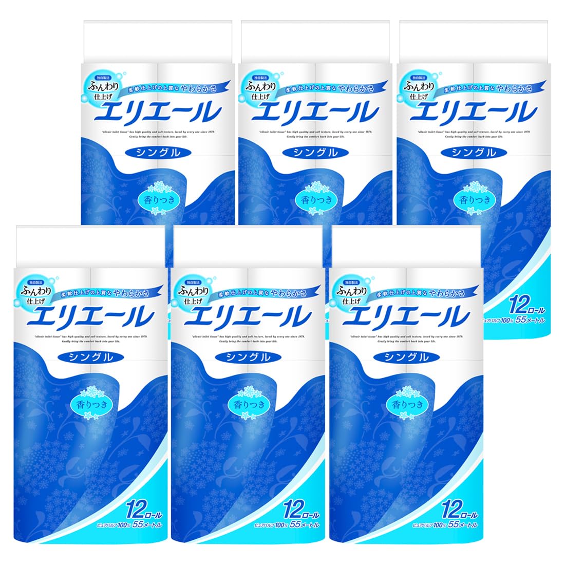 エリエール トイレットペーパー 55m×72ロール(12ロール×6パック) シン…