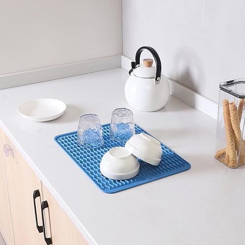 Miniatura 6 de MicoYang Alfombrilla de silicona para secado de platos para múltiples usos, fácil de limpiar, ecológica, resistente al calor, alfombrilla de