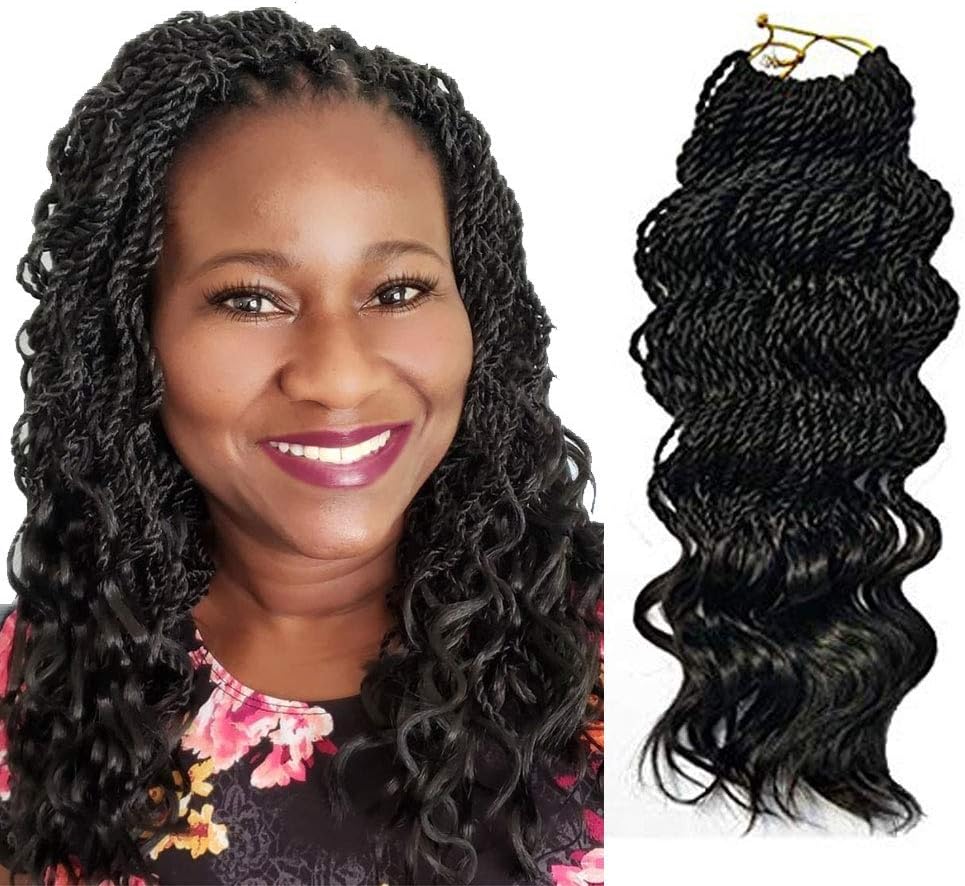 Black 35 Strands wavy senegalese twist hair crochet braids curly Synthetic Crochet Braiding Hair Extensions 6 packs/lot