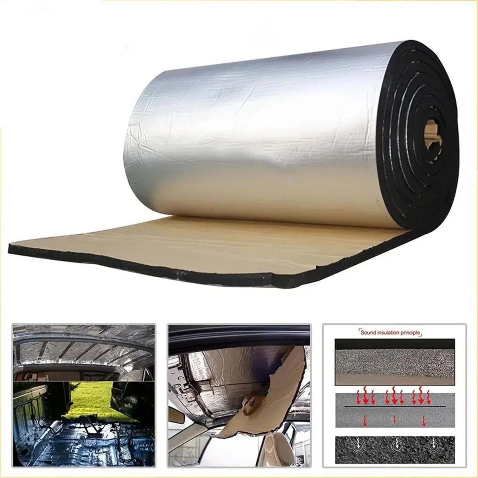 Insulating Acoustic Alfombrilla Aislante Sonido para Furgonetas Coches 5/10 Mm Aislamiento Térmico Insonorización Aislamiento Capó Coche Puerta Silenciosa para Pared(500x2000x10mm)