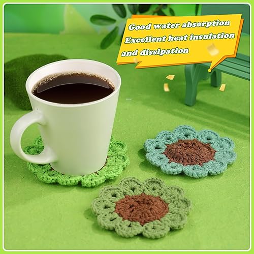 Miniatura 5 de FTEVEN Kit de ganchillo para principiantes, 3 posavasos para plantas en maceta, kit de inicio de ganchillo para adultos principiantes, kit de tejido